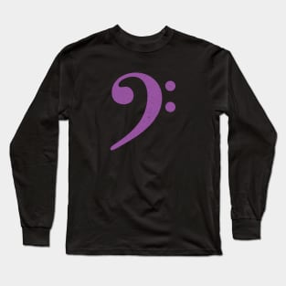 Bass Player Gift - Distressed Purple Bass Clef Long Sleeve T-Shirt